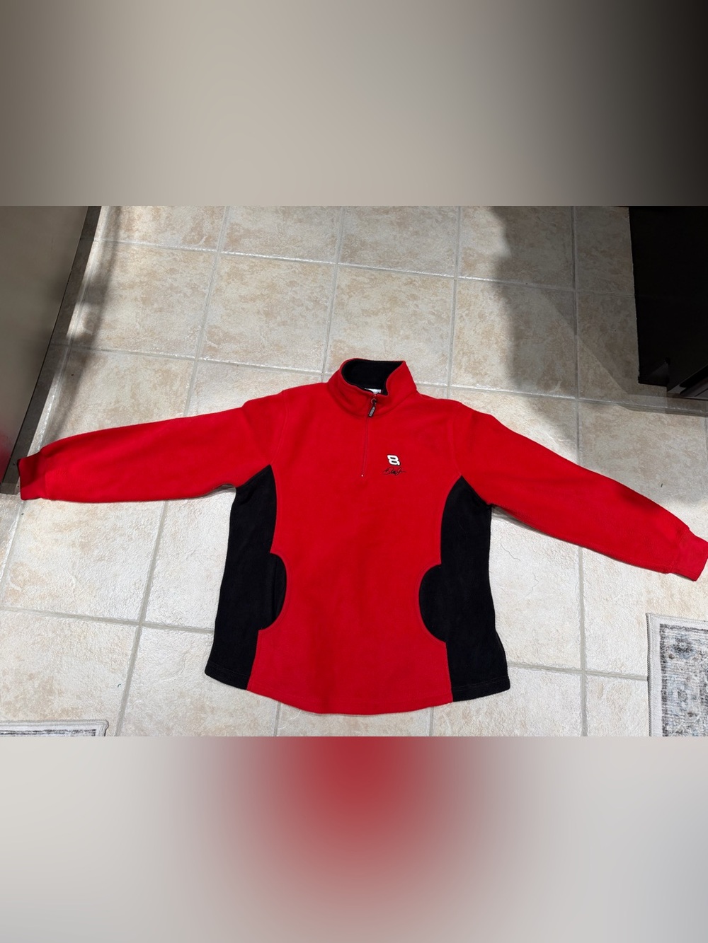 Dale Jr. Earnhardt Budweiser Womens Red 1/4 Zip Pullover Fleece Jacket - Size XL